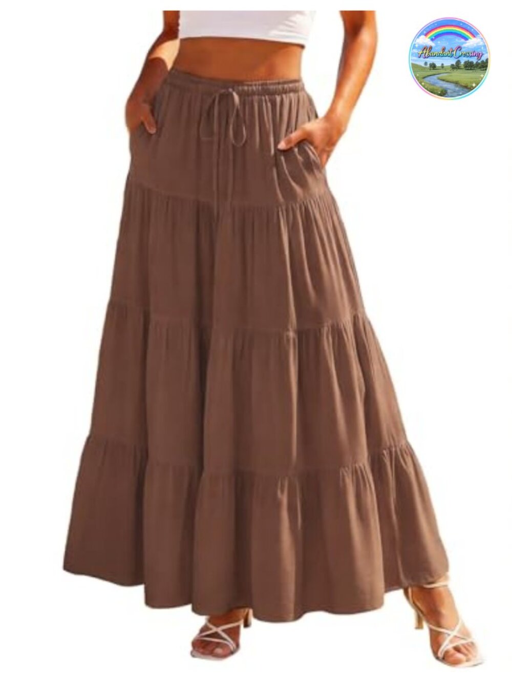 Flowy Tiered Renaissance Maxi Skirt with Pockets